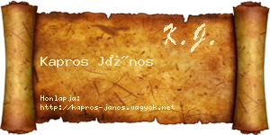 Kapros János névjegykártya